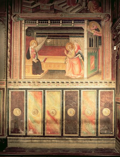 Anunciación, en la Cappella del Sacro Cingolo de Agnolo Gaddi